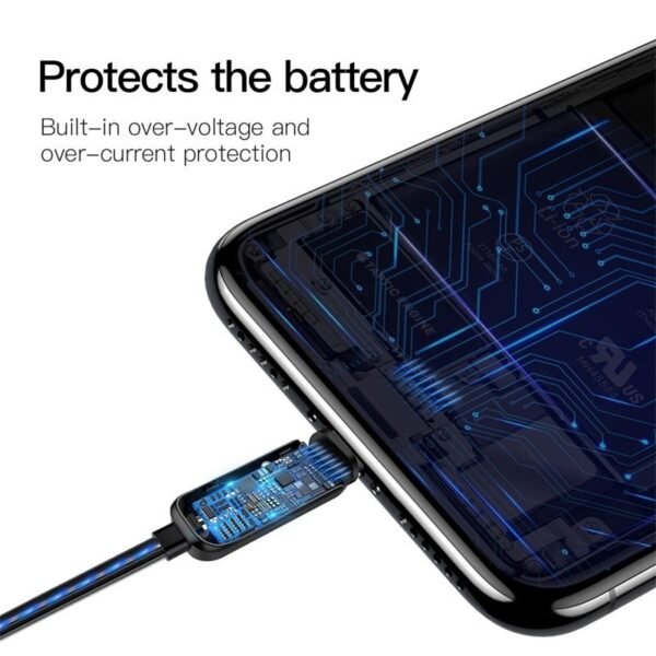 Compatible With , Compatible With , Baseus Flat Glowing 2.4A USB Cable For  Xs Max 8 Plus 1M Fast Charging Sync Data Line LED USB Cable For  SE 7 Cabo – Bild 2