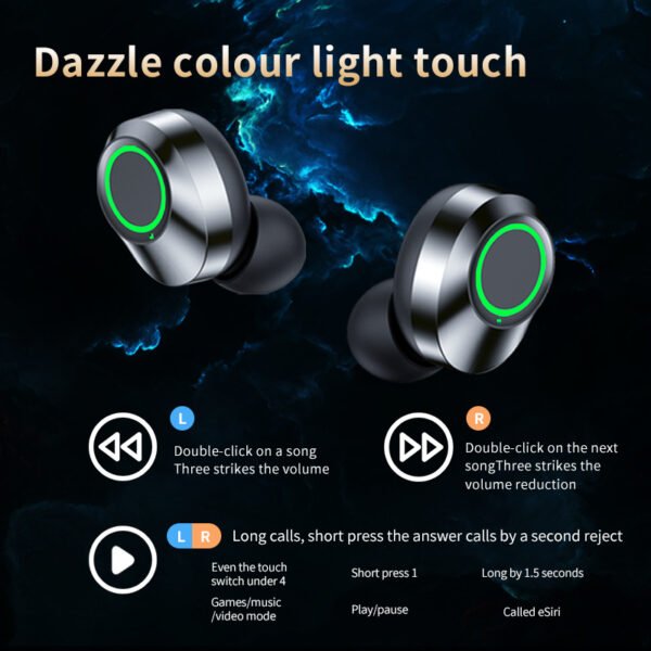 YD03 Wireless Bluetooth-compatible Headset TWS Large Screen Smart Digital Display In Ear Breathing Light – Bild 3
