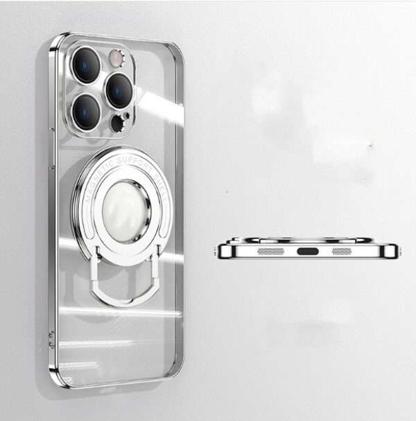 Iphone15 Pull Rod Magnetic Suction Phone Case Electroplating 14 Invisible Bracket 13ProMax Transparent Soft Cover – Bild 9