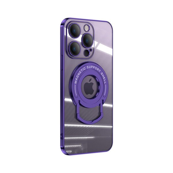 Iphone15 Pull Rod Magnetic Suction Phone Case Electroplating 14 Invisible Bracket 13ProMax Transparent Soft Cover – Bild 10